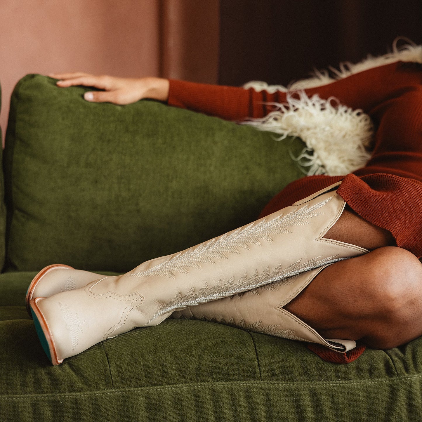 Jentry Knee High Boot - Pale Ivory