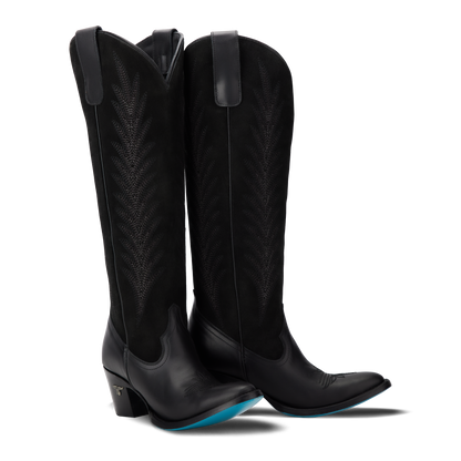 Jentry Knee High Boot - Jet Black & Soft Black Suede