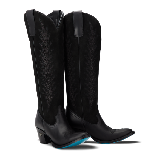 Jentry Knee High Boot - Jet Black & Soft Black Suede