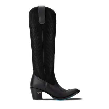 Jentry Knee High Boot - Jet Black & Soft Black Suede