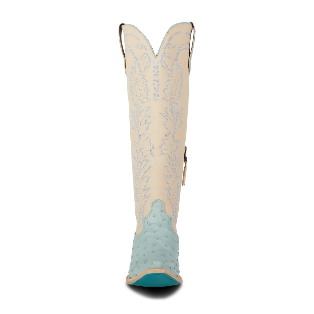 Lane Sandaga Knee High Boots in Powder Blue Ostrich