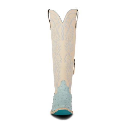 Lane Sandaga Knee High Boots in Powder Blue Ostrich