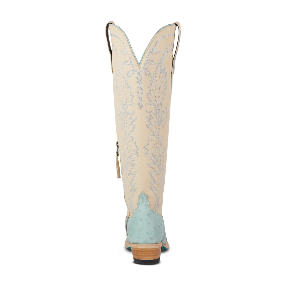 Lane Sandaga Knee High Boots in Powder Blue Ostrich
