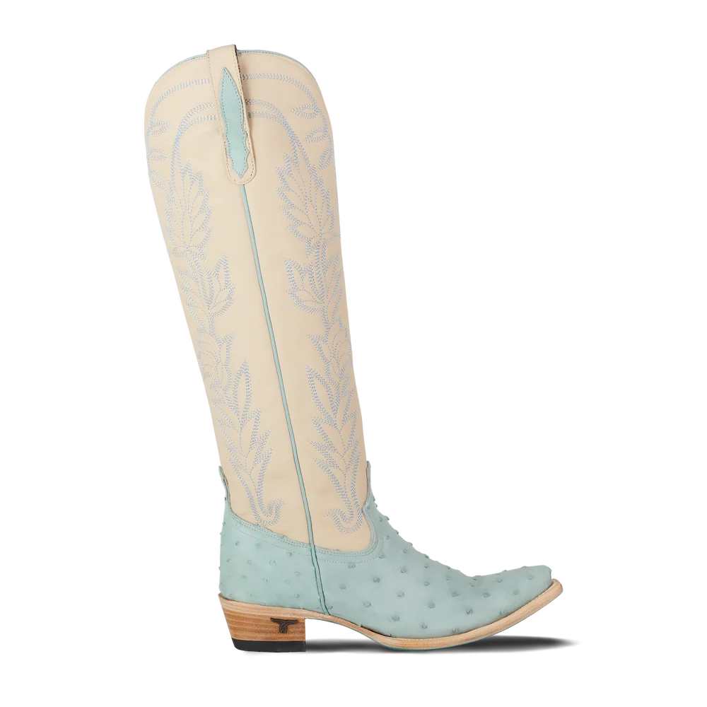 Lane Sandaga Knee High Boots in Powder Blue Ostrich
