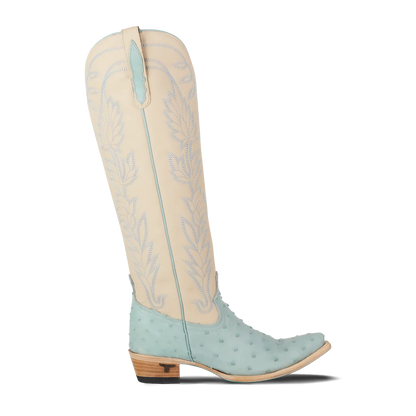 Lane Sandaga Knee High Boots in Powder Blue Ostrich