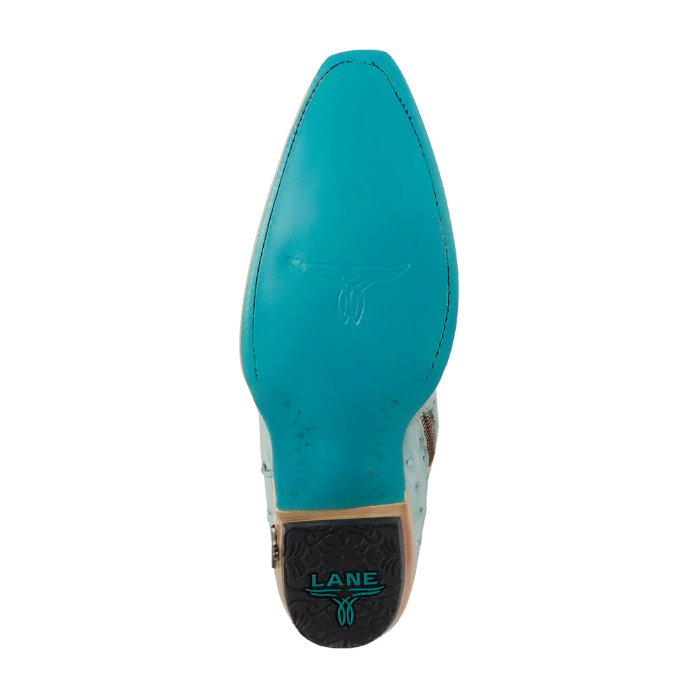 Lane Sandaga Knee High Boots in Powder Blue Ostrich