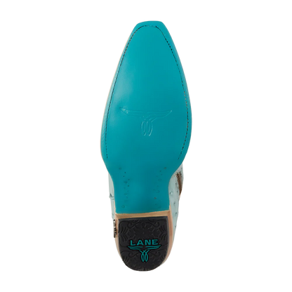 Lane Sandaga Knee High Boots in Powder Blue Ostrich