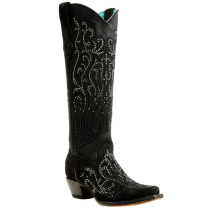 Corral LD Black Overlay & Crystals Tall Top Boot