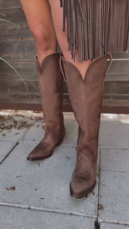 Circle G Brown Embroidery Tall Top Boot