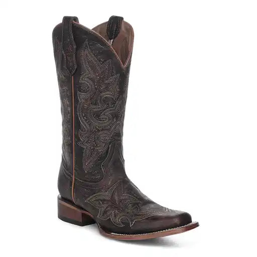 Circle G Brown Embroidery Square Toe Boot