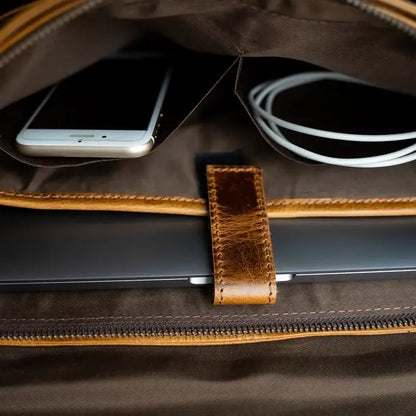 Buffalo Leather Messenger Bag - Dark Walnut