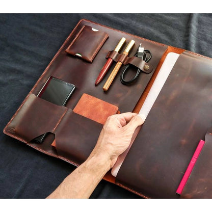 Brown Leather Macbook Organizer