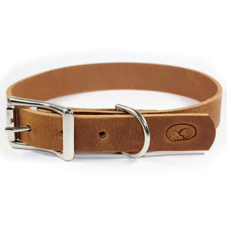 Light Brown Thick Leather Dog Collar