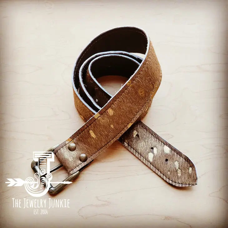 Tan Metallic Hide Leather Belt