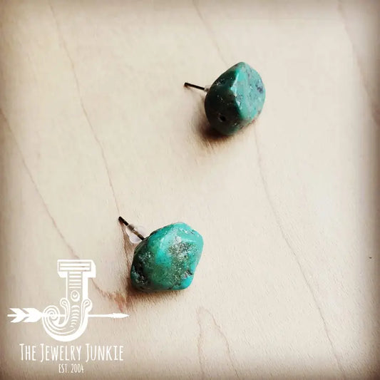 Natural Green Turquoise Chunk Studs