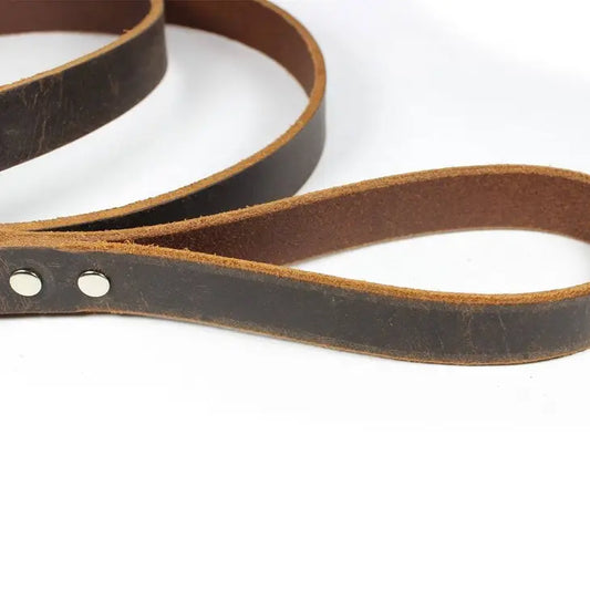 Dark Brown Thick Leather Dog Leash