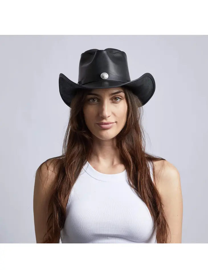 Black Womens American Leather Hat