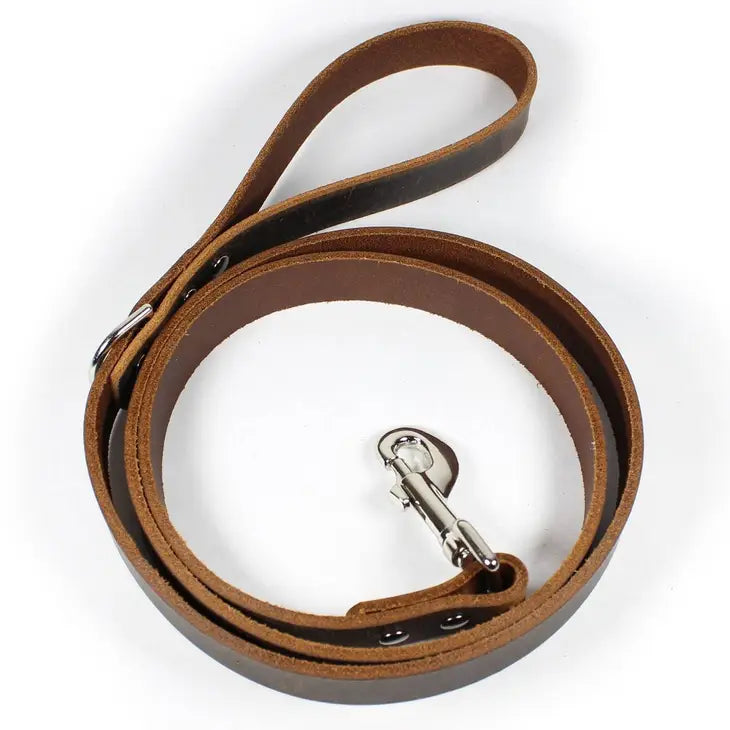 Dark Brown Thick Leather Dog Leash