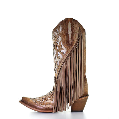 Corral LD Saddle Lamb Inlay Embroidery & Fringe Boots
