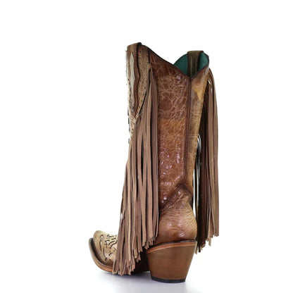 Corral LD Saddle Lamb Inlay Embroidery & Fringe Boots