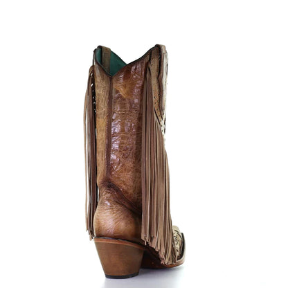 Corral LD Saddle Lamb Inlay Embroidery & Fringe Boots