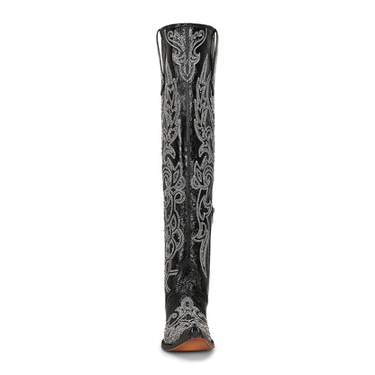 Corral LD Black/Silver Embroidery & Studs Tall Boot