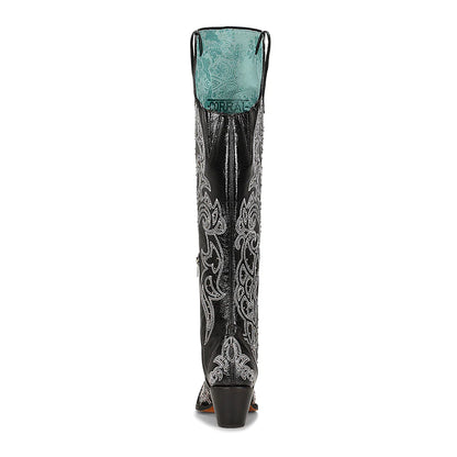 Corral LD Black/Silver Embroidery & Studs Tall Boot