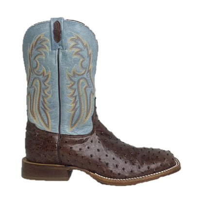 Jacinto Sky Blue & Ostrich Square Toe Boot