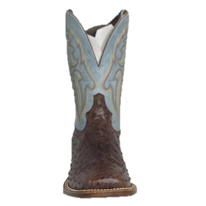 Jacinto Sky Blue & Ostrich Square Toe Boot