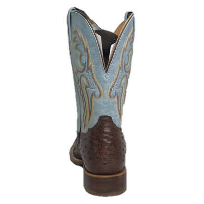 Jacinto Sky Blue & Ostrich Square Toe Boot