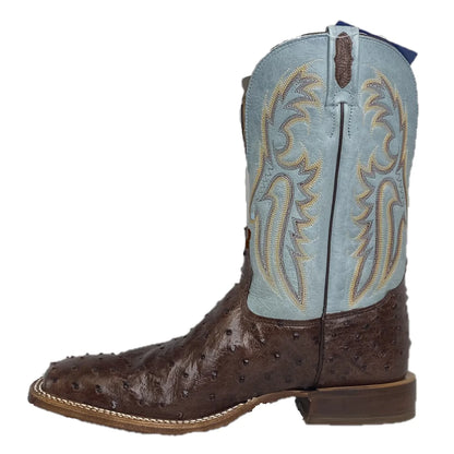 Jacinto Sky Blue & Ostrich Square Toe Boot