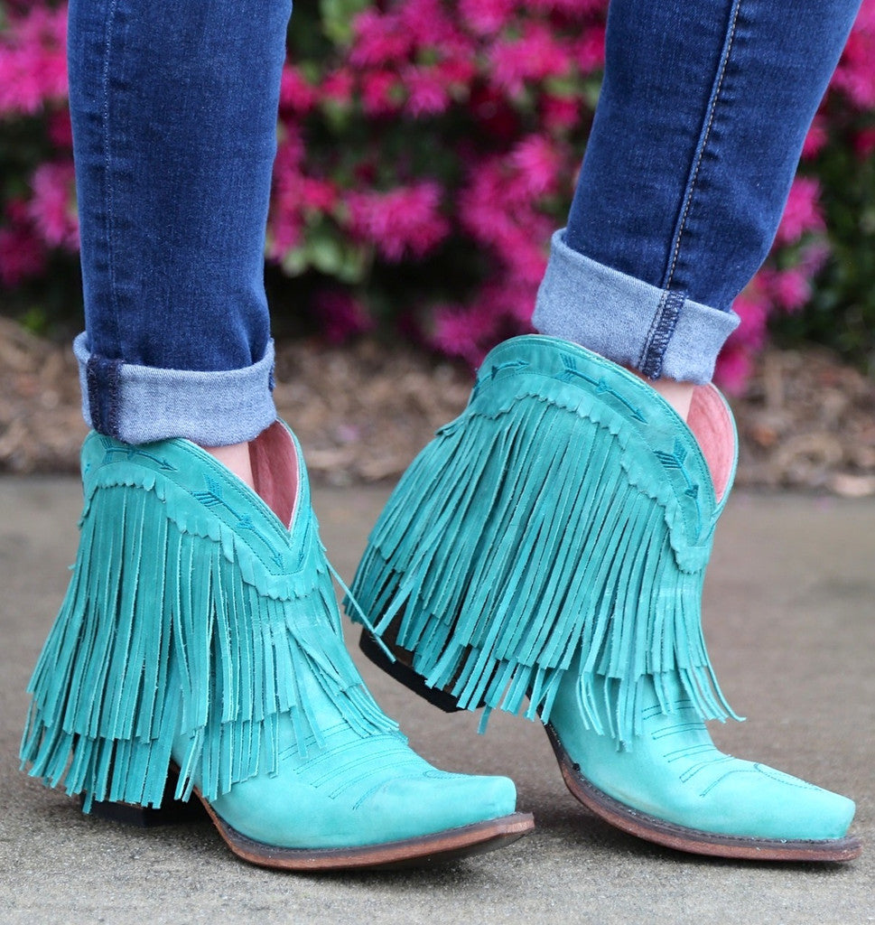 Junk Gypsy Spitfire Turquoise Fringe Bootie