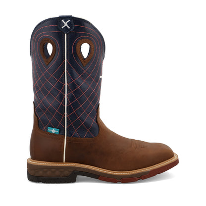 Twisted X Alloy Toe Western Work Boot - Mocha & Navy