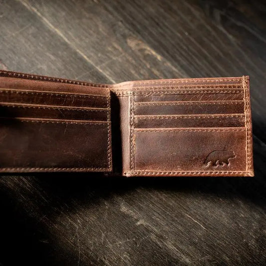 Bifold Leather Wallet - Dark Walnut