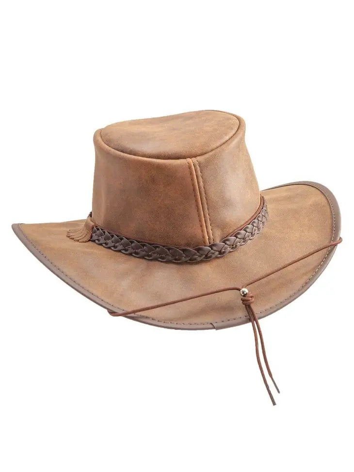 Leather Crushable Outback Hat