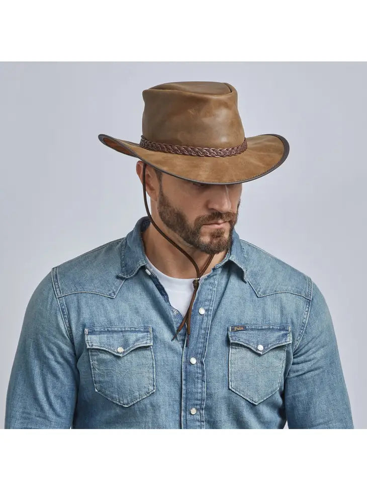 Leather 2024 outback hat