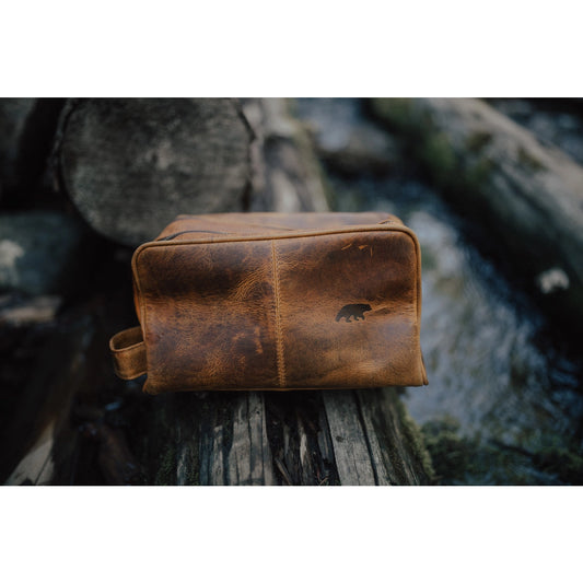 Buffalo Leather Dop - Antique Brown