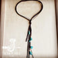 Brown Leather Lasso Necklace w/ Turquoise Accents