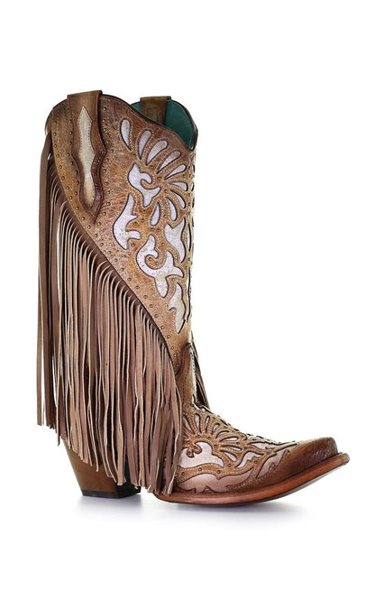 Corral LD Saddle Lamb Inlay Embroidery & Fringe Boots